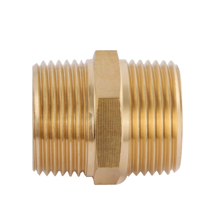 U.S. Solid Brass Pipe Fitting, Hex Nipple, 1" x 1" NPT Male Pipe Adapter - Image 4